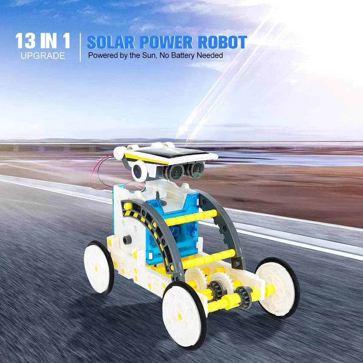 STEM 13-in-1 Solar Educational Robot Kit Toys - Powered by The Solar Energy - Building Kit DIY Assembly Battery Operated Robotic Set - for Kids, Children