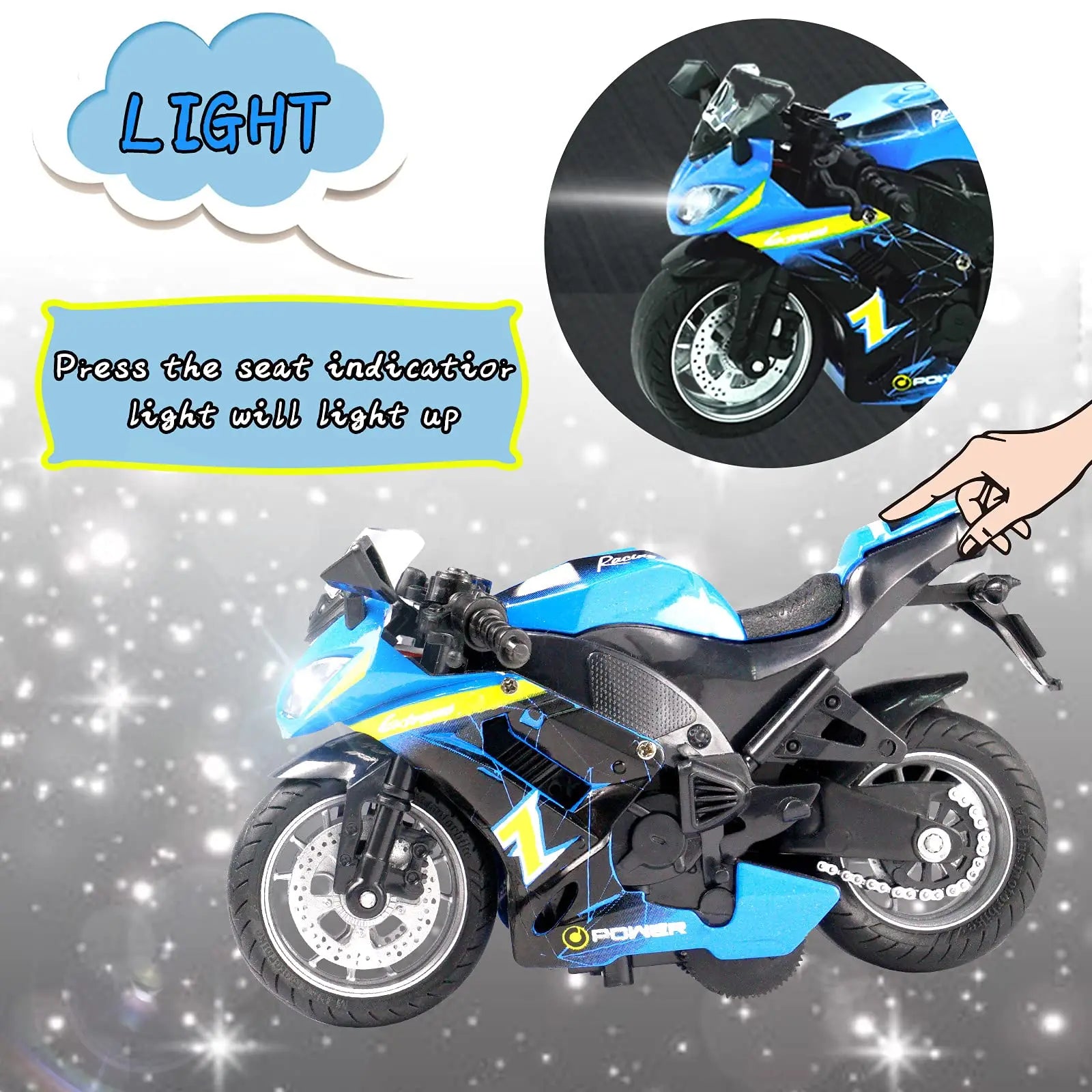 Motorcycle Model 1:14 Diecast Toy Scale light and sound Gift Collection Pull Back Metal Simulation Collection Motor