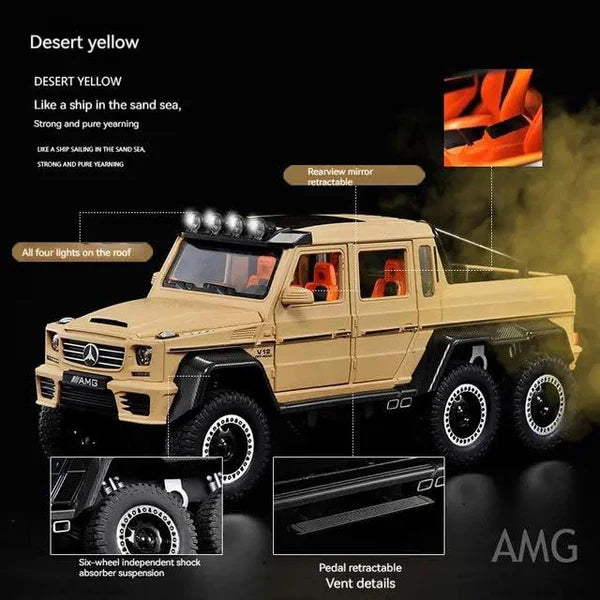 MERCEDES BENZ 6X6 AMG 1:24 DIECAST METAL TOY CAR (MULTICOLOUR :- BLACK, GOLDEN, WHITE)