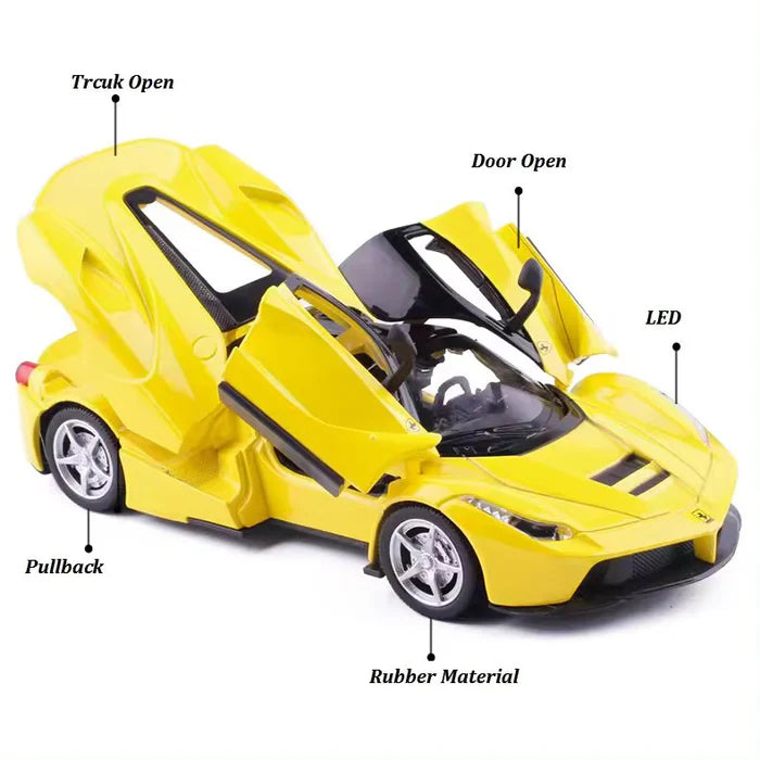 FERRARI LAFERRARI 1:32 DIECAST METAL TOY CAR (MULTICOLOUR :- BLACK, RED, YELLOW)