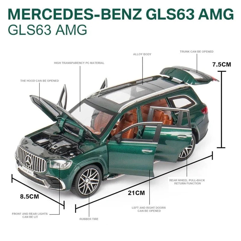 MERCEDES BENZ GLS63 MAYBACH 1:24 DIECAST METAL TOY CAR (MULTICOLOUR :- BLACK, GREEN, WHITE)