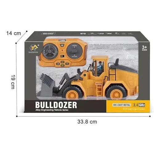 RC BULLDOZER TOY 1/24 SCALES 9 CHANNEL HIGH SIMULATION CONSTRUCTION VEHICLE TOY WITH LED LIGHT & SOUND 2.4G RC CONSTRUCTION TRUCK TOY USB RECHARGEABLE RC TRUCK TOY FOR KIDS 3+-MULTICOLOR