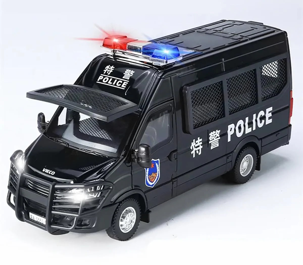 BIG SIZE POLICE VAN 1:24 DIECAST METAL TOY CAR (MULTICOLOUR :- BLACK, WHITE)