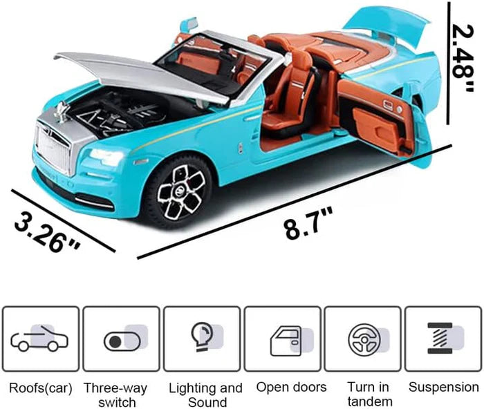 ROLLS-ROYCE CONVERTIBLE SUPER SPORTS 1:24 DIECAST METAL TOY CAR (MULTICOLOUR :- BLACK, PURPLE, SKYBLUE, WHITE)