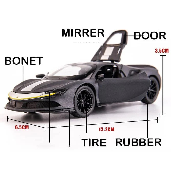 FERRARI SF90 1:32 DIECAST METAL TOY CAR (MULTICOLOUR  :- RED, YELLOW, BLACK, BLUE)