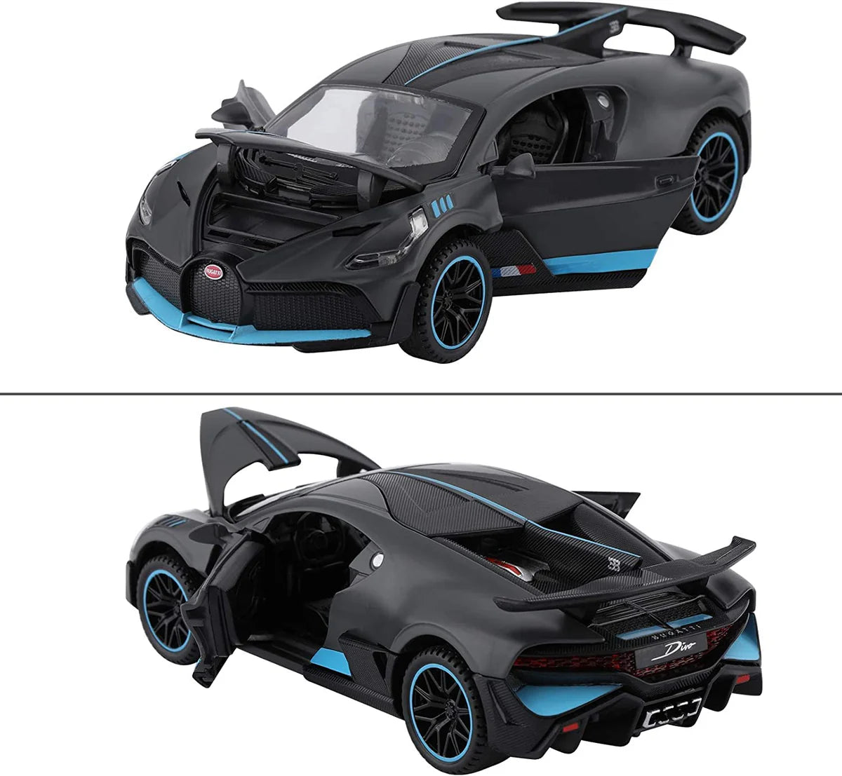 BUGATTI DIVO 1:24 DIECAST METAL TOY CAR (MULTICOLOUR :- GRAY, RED, WHITE)