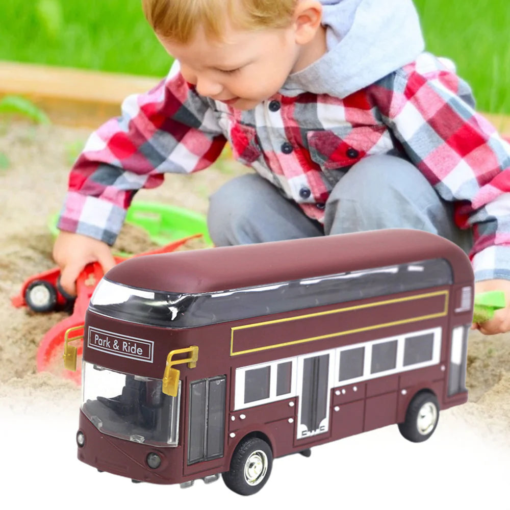 DOUBLE DECKER BUS 1:48 SCALE CLASSIC MODEL TOY FOR KIDS PULL BACK ALLOY DOUBLE-DECKER BUS SERIES TOY WITH LIGHT AND MUSIC