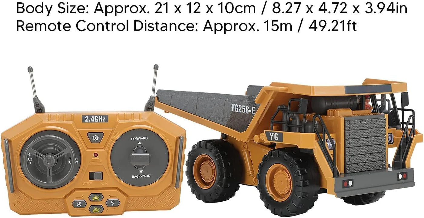 REMOTE CONTROL CONSTRUCTION DUMP TRUCK TOYS WITH 9 CHANNEL WITH RECHARGEABLE BATTERIES METAL AND LIGHT/SOUND RC DUMP TRUCK TOYS GIFTS IDEAS FOR 3 YEARS OLD KIDS - MULTICOLOR