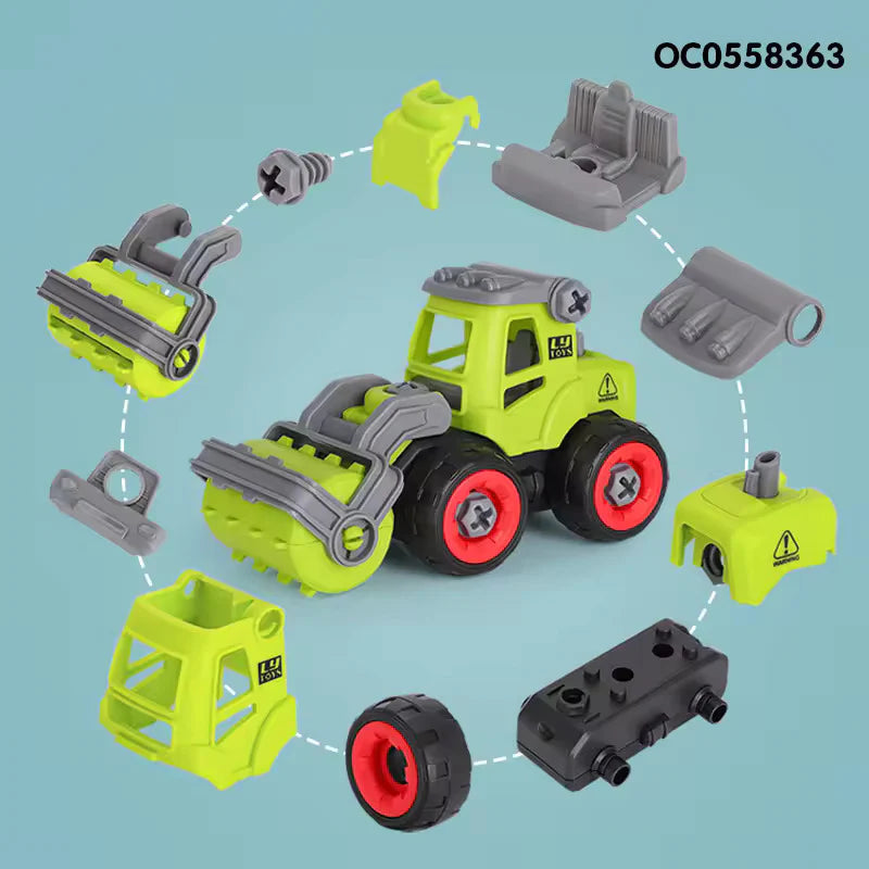 FARM VEHICLES WITH SCREW DRIVER FOLDABLE DIY TRUCK TOY PACK OF 4 WITH 1 SCREWDRIVER TOOLS, FARM TRUCK VEHICLE SET TOYS FOR KIDS TAKE APART TOYS FOR TODDLERS