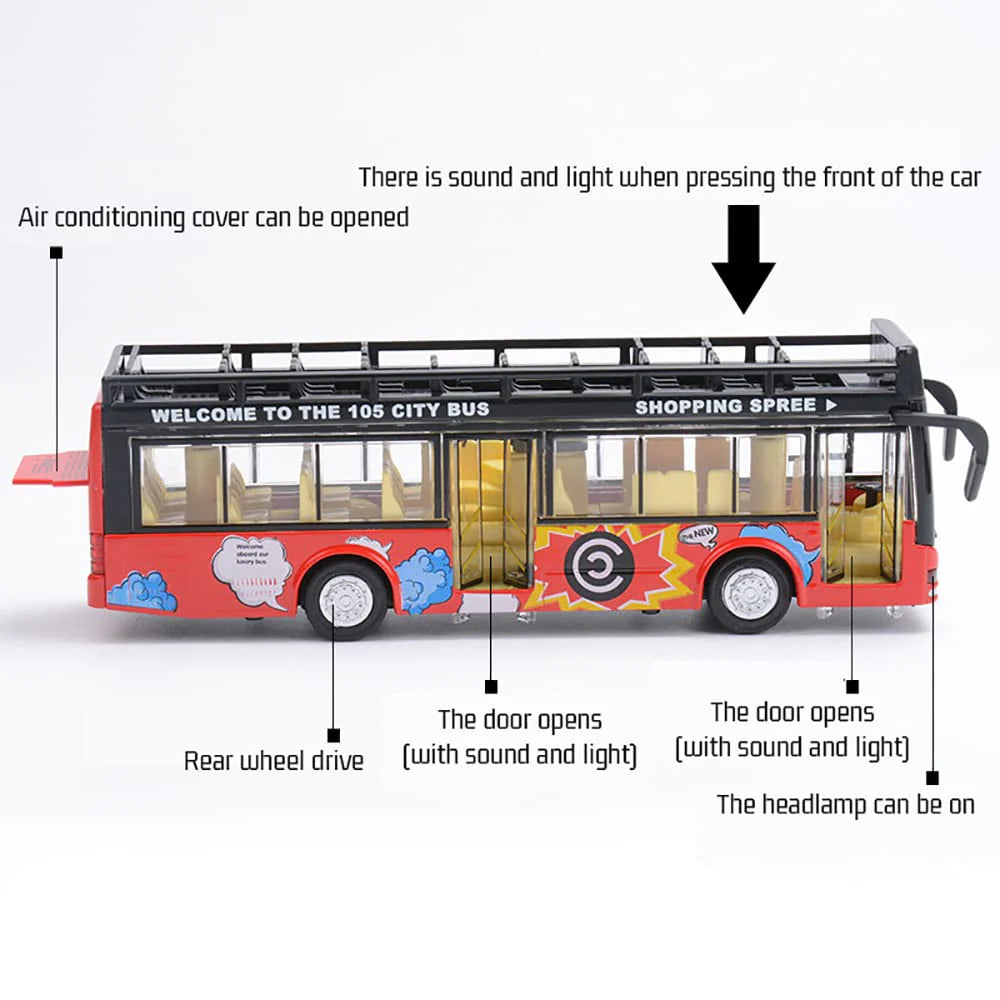 METAL BUS TOYS FOR KIDS DIECAST BUS TOY WITH LIGHT SOUND PULL BACK COLLECTION BUS TOYS FOR BOY KIDS