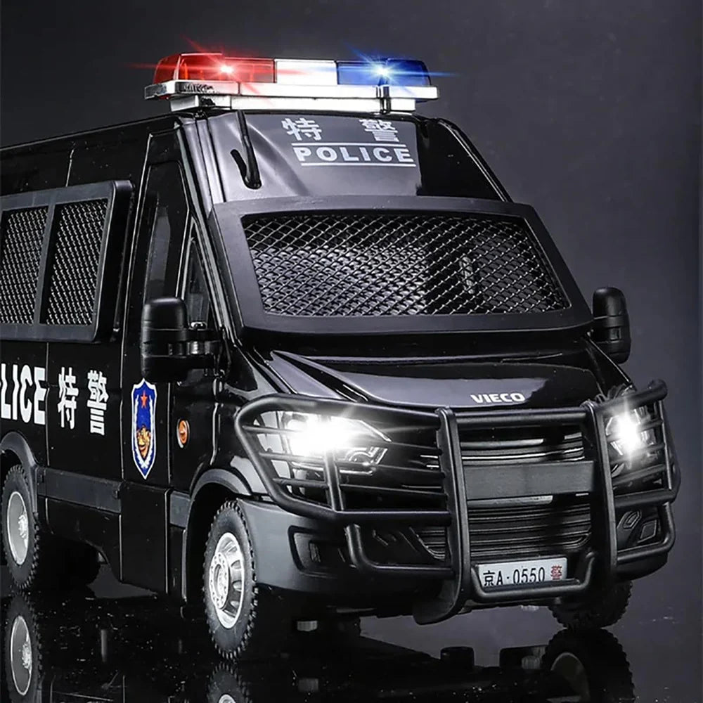 BIG SIZE POLICE VAN 1:24 DIECAST METAL TOY CAR (MULTICOLOUR :- BLACK, WHITE)