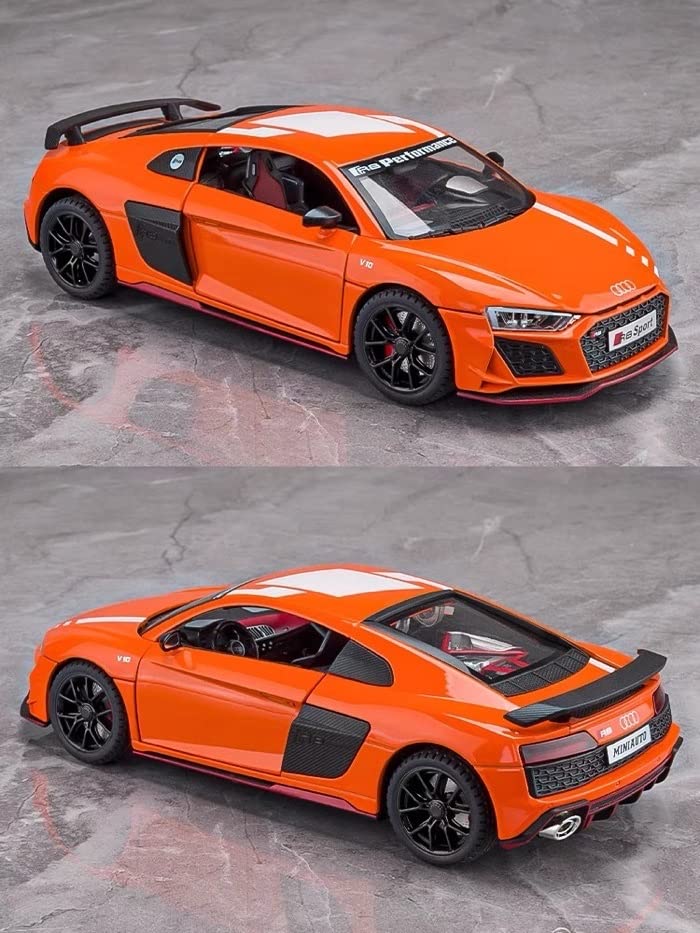 AUDI R8 V10 1:24 DIECAST METAL TOY CAR (MULTICOLOUR :-GREEN, BLACK, ORANGE, RED)