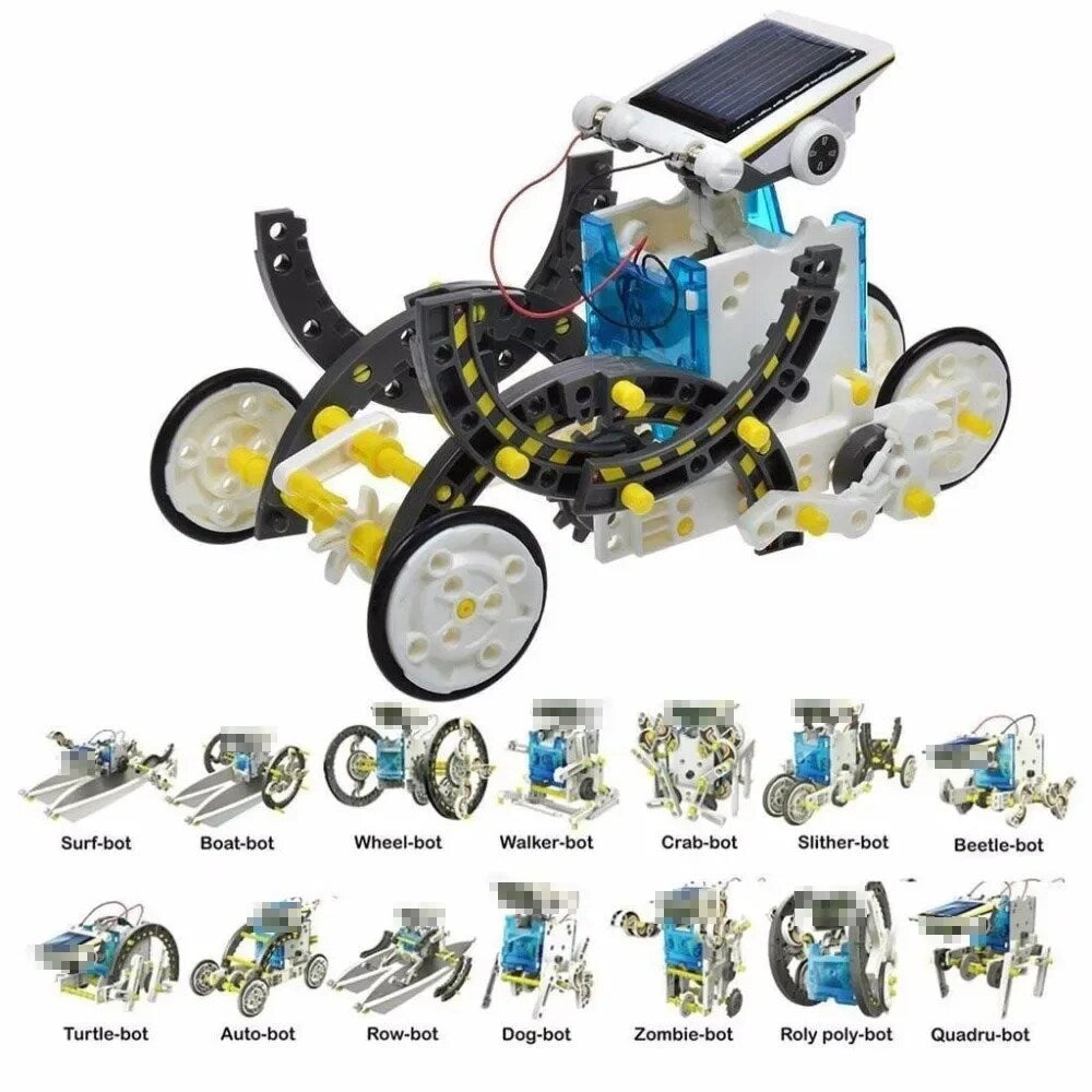 STEM 13-in-1 Solar Educational Robot Kit Toys - Powered by The Solar Energy - Building Kit DIY Assembly Battery Operated Robotic Set - for Kids, Children