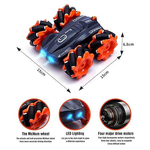 Extreme Drift Car/Mecanum Wheels Extreme Drift Car for 6+Yrs Kids / 2.4GHz Remote Control/Drift Stunt Car for Kids / 360 Degree Limit Drift Car, Left & Right Rotation. (Orange)