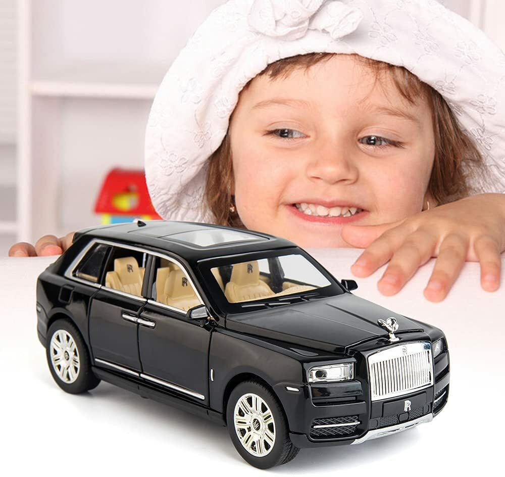 Rolls Royce Cullinan 1:24 Die Cast Metal Toy Car Light And Sound For Kids (Black, Red, Blue, Pack Of 1)