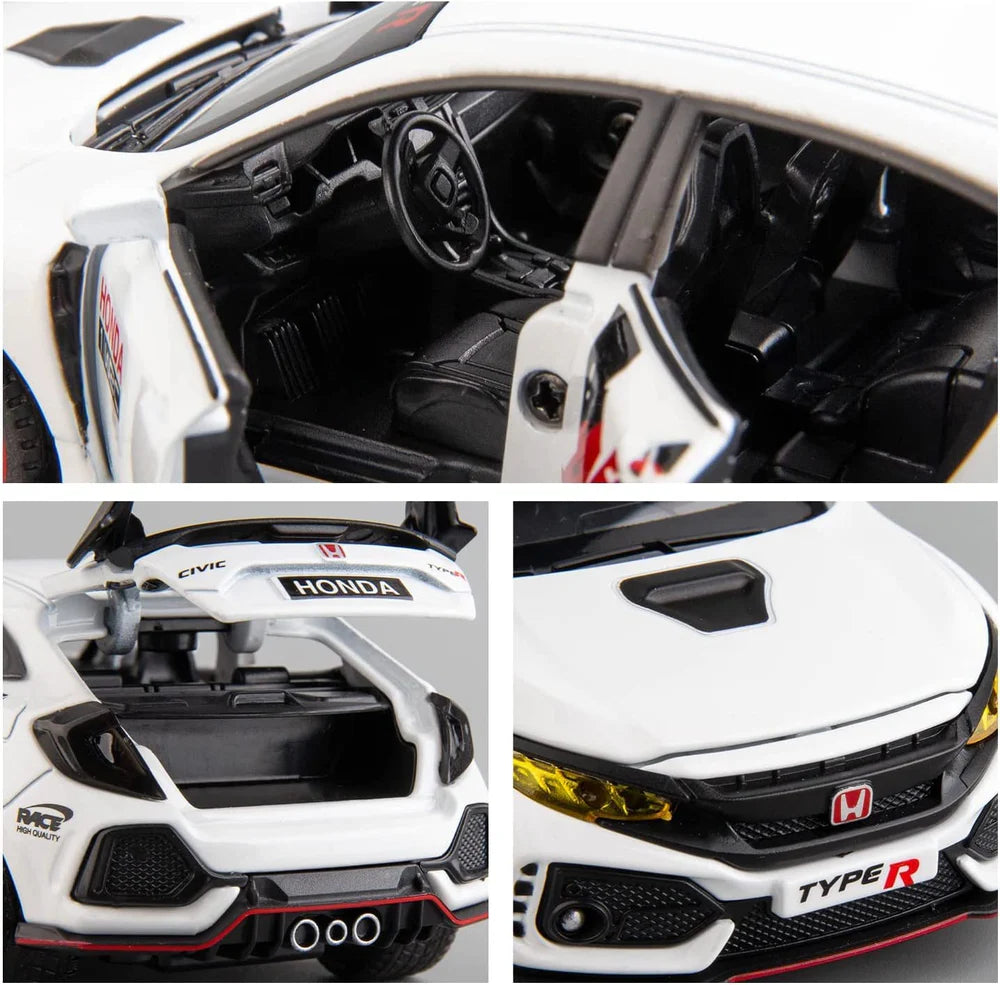 HONDA CIVIC TYPE-R 1:32 DIECAST METAL TOY CAR (MULTICOLOUR :- BLACK, WHITE, RED)