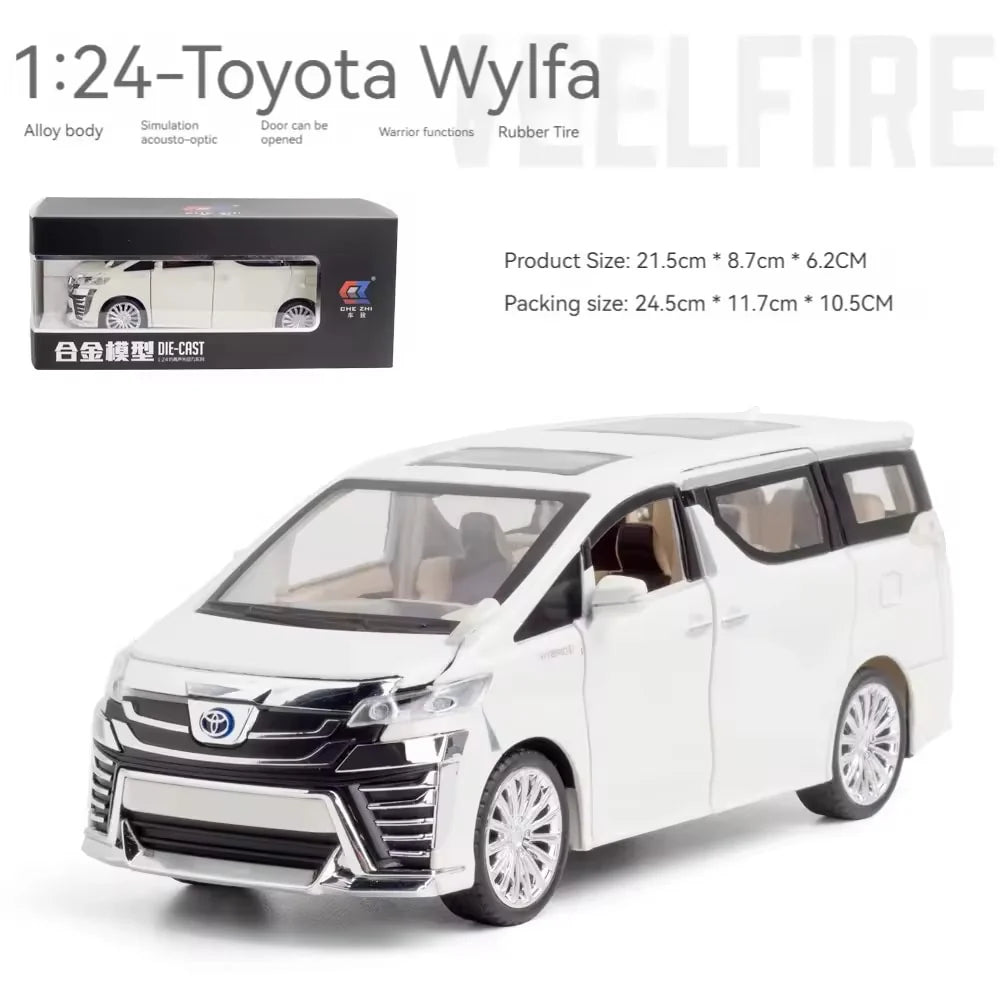 TOYOTA VELLFIRE 1:24 DIECAST METAL TOY CAR (MULTICOLOUR :- WHITE, BLACK)