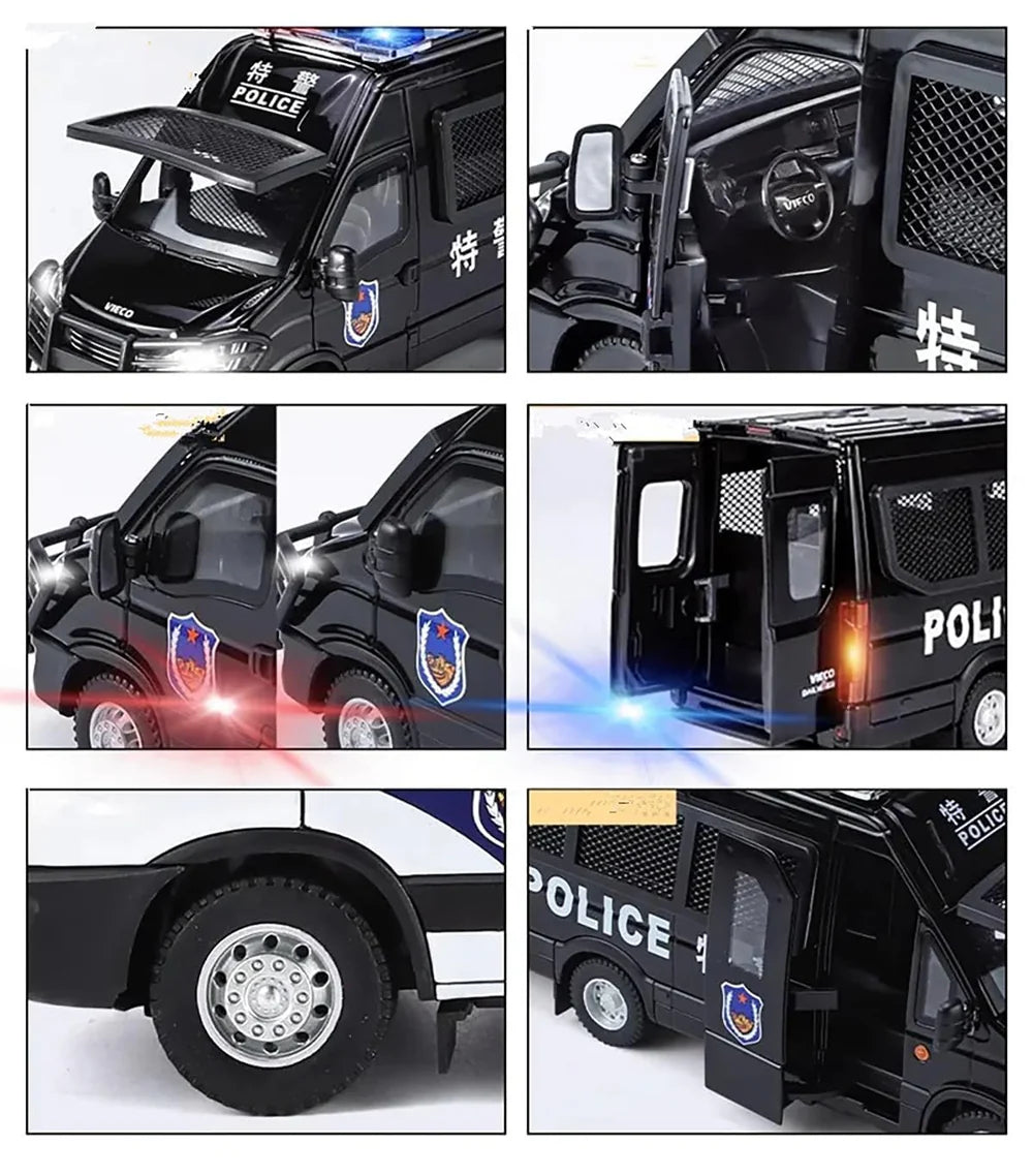 BIG SIZE POLICE VAN 1:24 DIECAST METAL TOY CAR (MULTICOLOUR :- BLACK, WHITE)