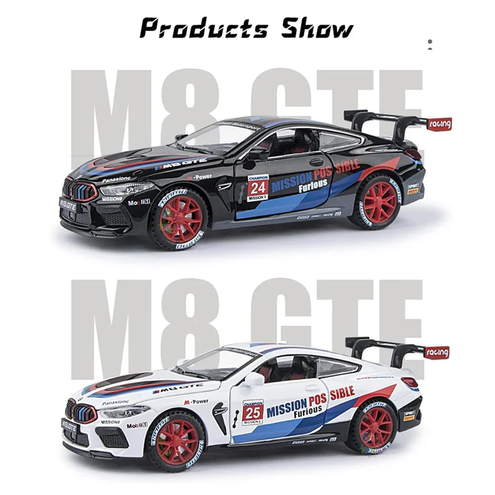 BMW M8 GTE SPORTS 1:32 DIECAST METAL TOY CAR (MULTICOLOUR :- BLACK, WHITE)