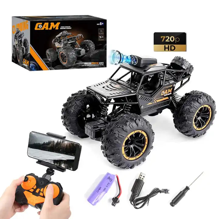 Remote Control Car With 720P Hd Fpv Wifi Camera 2.4Ghz 1:18 Scale High Speed Alloy Off Road Rock Crawler Car Fast Racing Vehicle Electric Hobby Toy Car Climbing Rc Car