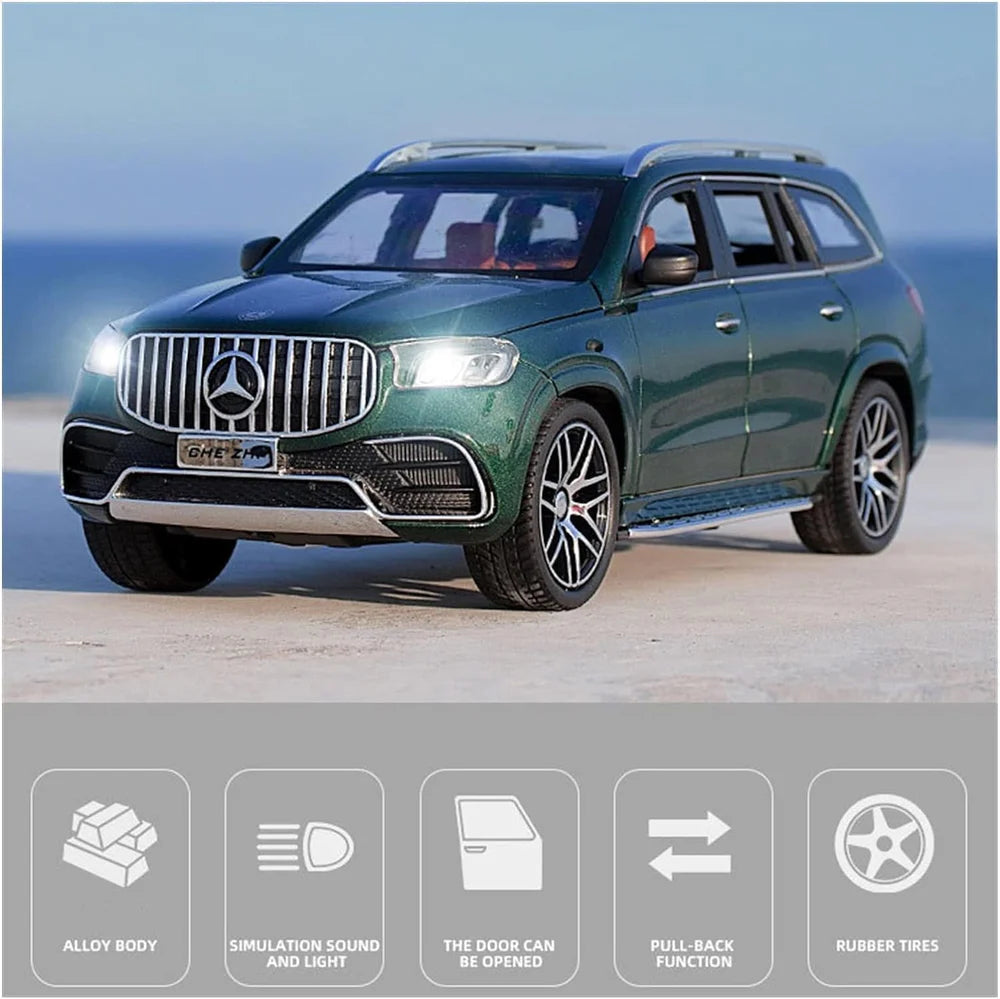 MERCEDES BENZ GLS63 MAYBACH 1:24 DIECAST METAL TOY CAR (MULTICOLOUR :- BLACK, GREEN, WHITE)