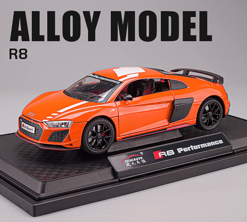 AUDI R8 V10 1:24 DIECAST METAL TOY CAR (MULTICOLOUR :-GREEN, BLACK, ORANGE, RED)