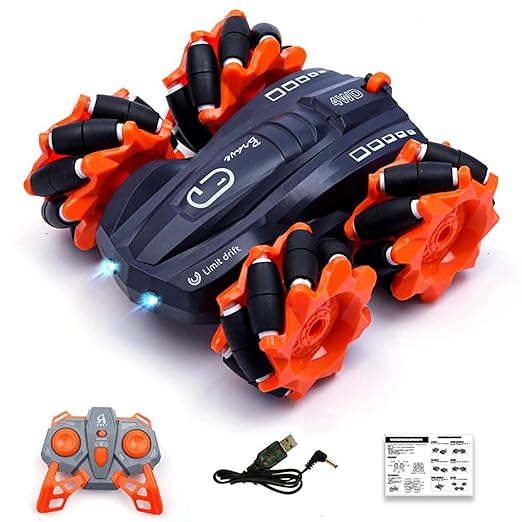 Extreme Drift Car/Mecanum Wheels Extreme Drift Car for 6+Yrs Kids / 2.4GHz Remote Control/Drift Stunt Car for Kids / 360 Degree Limit Drift Car, Left & Right Rotation. (Orange)