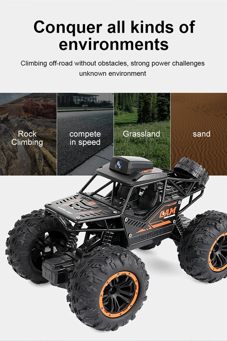 Remote Control Car With 720P Hd Fpv Wifi Camera 2.4Ghz 1:18 Scale High Speed Alloy Off Road Rock Crawler Car Fast Racing Vehicle Electric Hobby Toy Car Climbing Rc Car