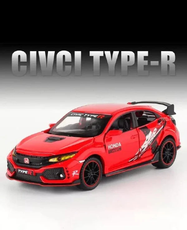 HONDA CIVIC TYPE-R 1:32 DIECAST METAL TOY CAR (MULTICOLOUR :- BLACK, WHITE, RED)