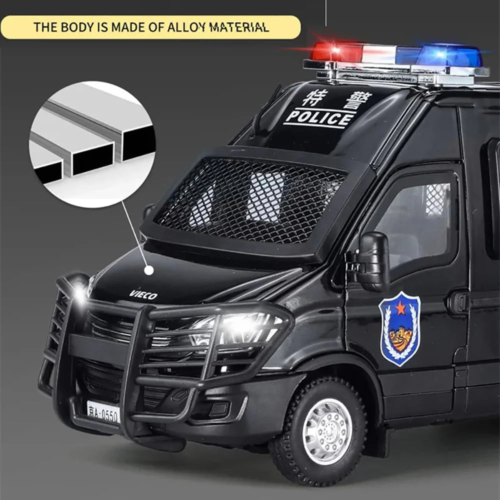 BIG SIZE POLICE VAN 1:24 DIECAST METAL TOY CAR (MULTICOLOUR :- BLACK, WHITE)