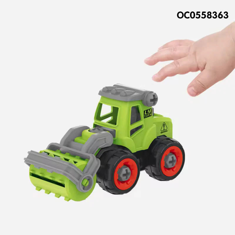 FARM VEHICLES WITH SCREW DRIVER FOLDABLE DIY TRUCK TOY PACK OF 4 WITH 1 SCREWDRIVER TOOLS, FARM TRUCK VEHICLE SET TOYS FOR KIDS TAKE APART TOYS FOR TODDLERS