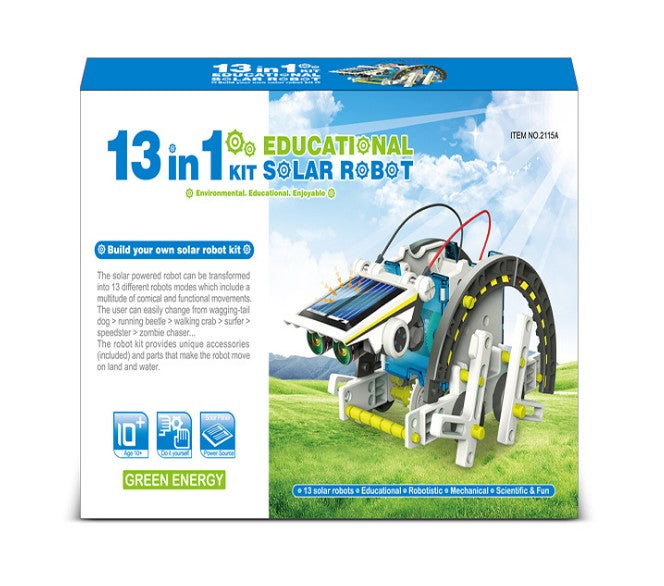 STEM 13-in-1 Solar Educational Robot Kit Toys - Powered by The Solar Energy - Building Kit DIY Assembly Battery Operated Robotic Set - for Kids, Children