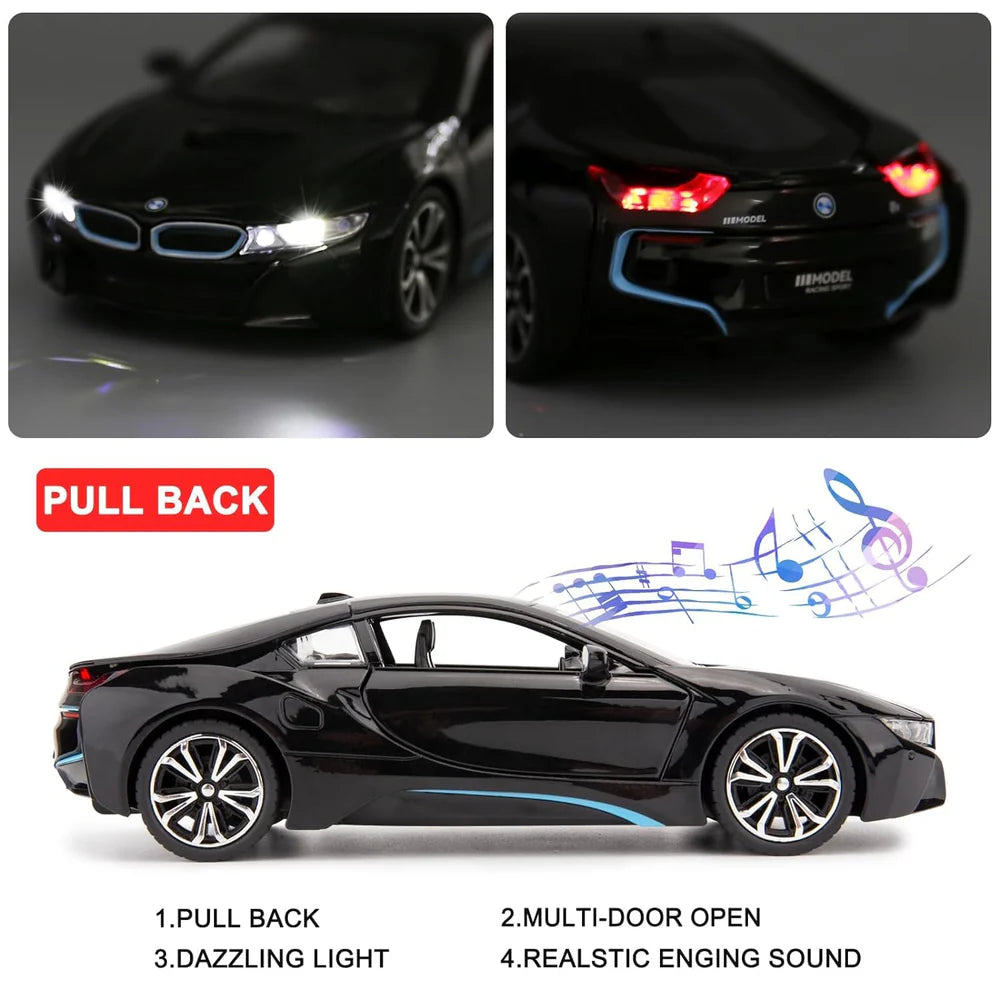 COMPATIBLE FOR BMW I8 1:24 DIECAST METAL TOY CAR (MULTICOLOUR :- WHITE, BLACK )