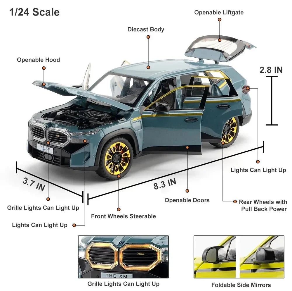 BMW XM 1:24 DIECAST METAL TOY CAR (MULTICOLOUR :- BLACK, WHITE, GREEN, BLUE)