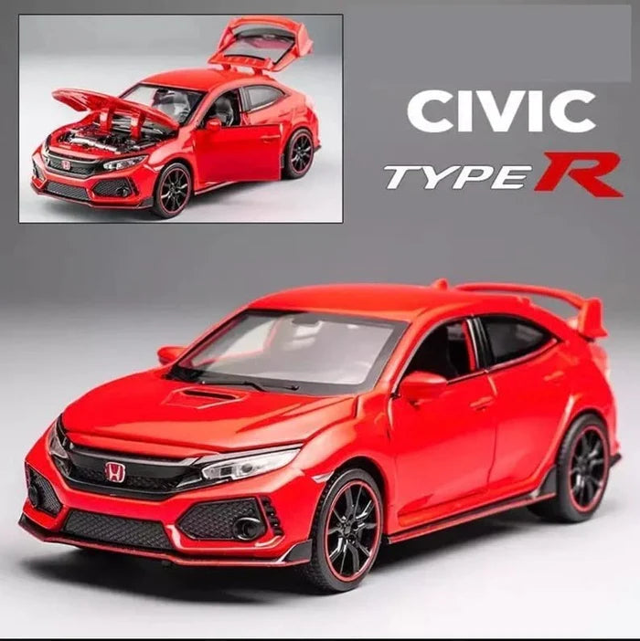 HONDA CIVIC TYPE-R 1:32 DIECAST METAL TOY CAR (MULTICOLOUR :- BLACK, WHITE, RED)