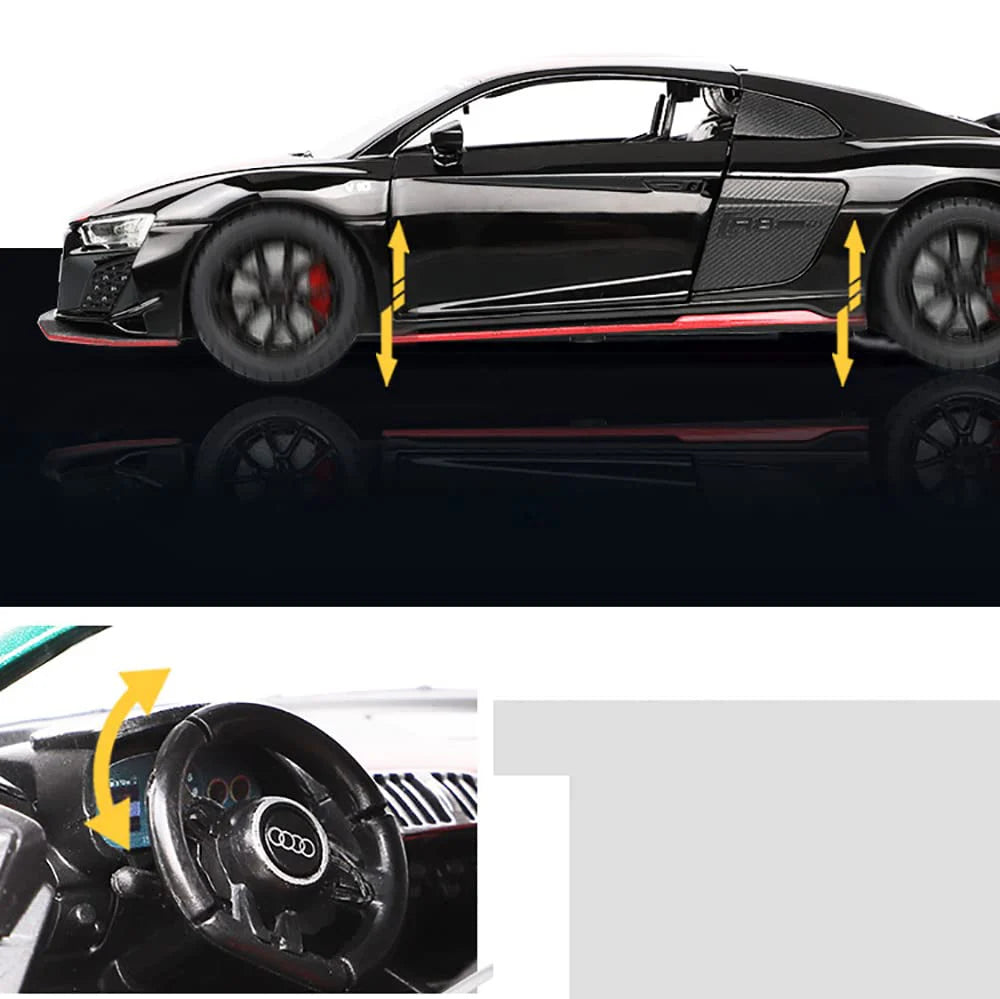 AUDI R8 V10 1:24 DIECAST METAL TOY CAR (MULTICOLOUR :-GREEN, BLACK, ORANGE, RED)