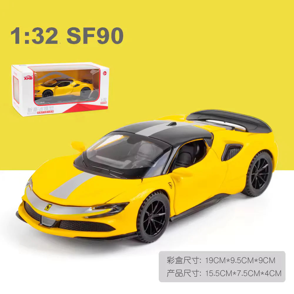 FERRARI SF90 1:32 DIECAST METAL TOY CAR (MULTICOLOUR  :- RED, YELLOW, BLACK, BLUE)