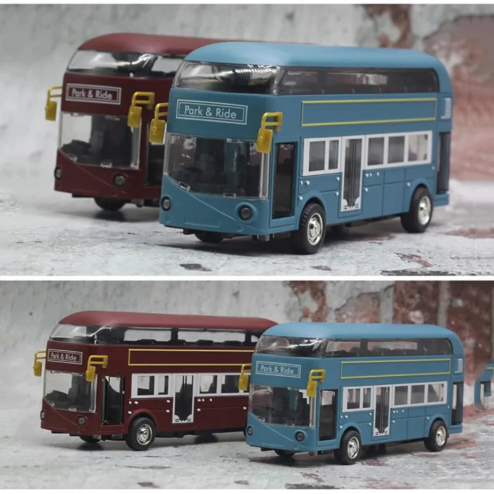 DOUBLE DECKER BUS 1:48 SCALE CLASSIC MODEL TOY FOR KIDS PULL BACK ALLOY DOUBLE-DECKER BUS SERIES TOY WITH LIGHT AND MUSIC