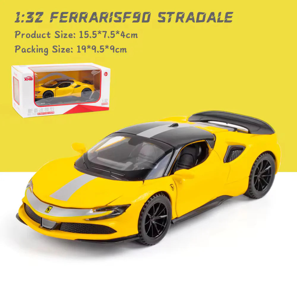 FERRARI SF90 1:32 DIECAST METAL TOY CAR (MULTICOLOUR  :- RED, YELLOW, BLACK, BLUE)