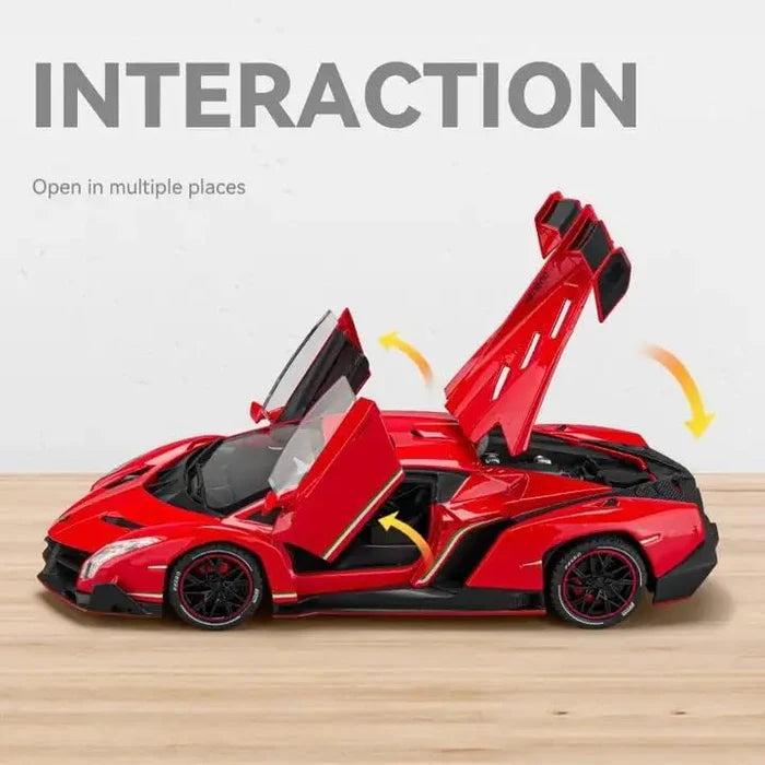 LAMBORGHINI VENENO 1:24 DIECAST METAL TOY CAR (MULTICOLOUR :- RED, WHITE GRAY)