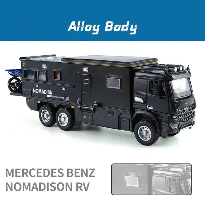 BIG SIZE MERCEDES-BENZ NOMADISON RV 1:24 DIE CAST MODEL CAR WITH DOOR OPENING ENGINE HOOD & TRUNK OPENING, PULL BACK ALLOY TOY CAR WITH LIGHT SOUND [SIZE:-23CM*8CM*6CM]【 MULTICOLOR 】