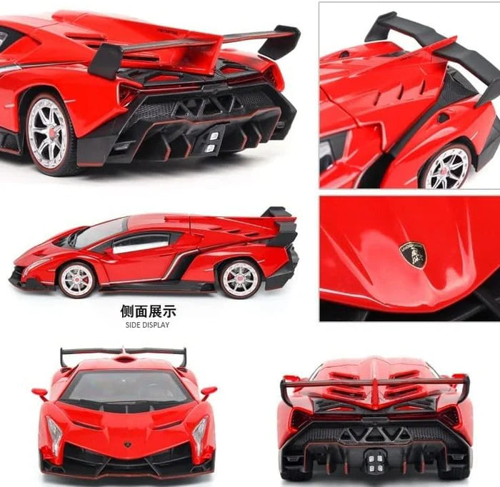 LAMBORGHINI VENENO 1:24 DIECAST METAL TOY CAR (MULTICOLOUR :- RED, WHITE GRAY)