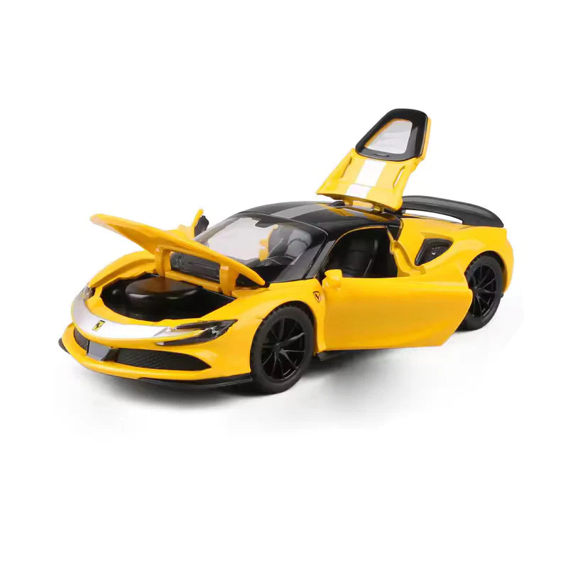 FERRARI SF90 1:32 DIECAST METAL TOY CAR (MULTICOLOUR  :- RED, YELLOW, BLACK, BLUE)