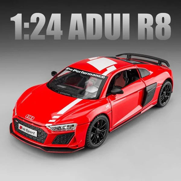 AUDI R8 V10 1:24 DIECAST METAL TOY CAR (MULTICOLOUR :-GREEN, BLACK, ORANGE, RED)