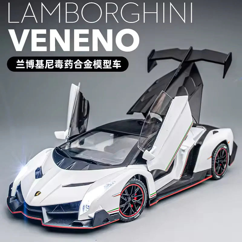 LAMBORGHINI VENENO 1:24 DIECAST METAL TOY CAR (MULTICOLOUR :- RED, WHITE GRAY)