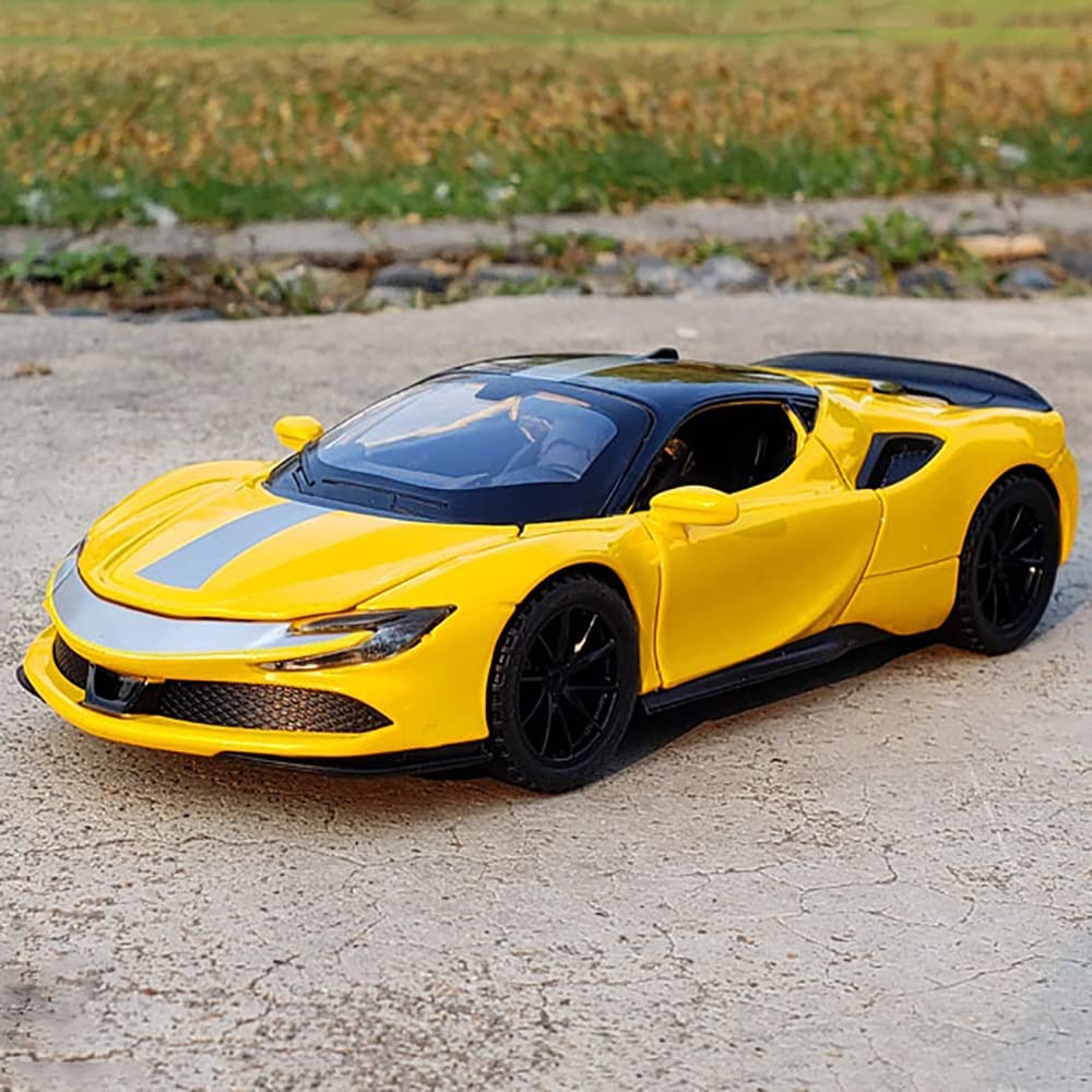 FERRARI SF90 1:32 DIECAST METAL TOY CAR (MULTICOLOUR  :- RED, YELLOW, BLACK, BLUE)