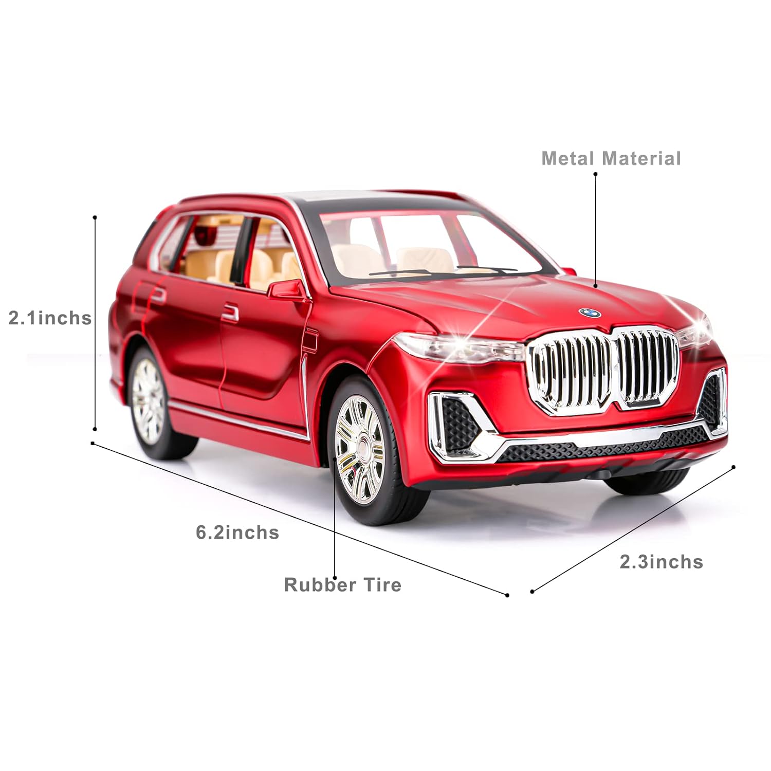 BMW X7 1:32 Die Cast Metal Toy Car Light And Sound For Kid (Black, Red, Blue, Pack Of 1)