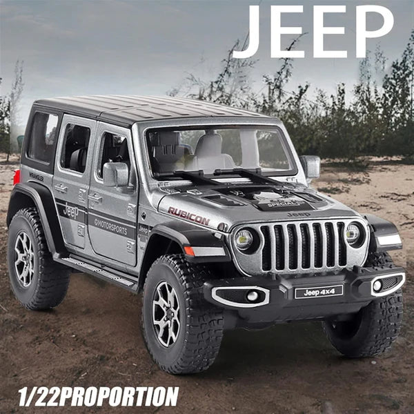 BIG SIZE WRANGLER RUBICON JEEP 1:24 DIECAST METAL PULLBACK TOY CAR WITH OPENABLE DOORS & LIGHT, MUSIC BOYS CAR FOR KIDS BEST TOYS GIFTS TOYS FOR KIDS [SIZE:-17CM*7CM*6.8CM]【 MULTICOLOR 】