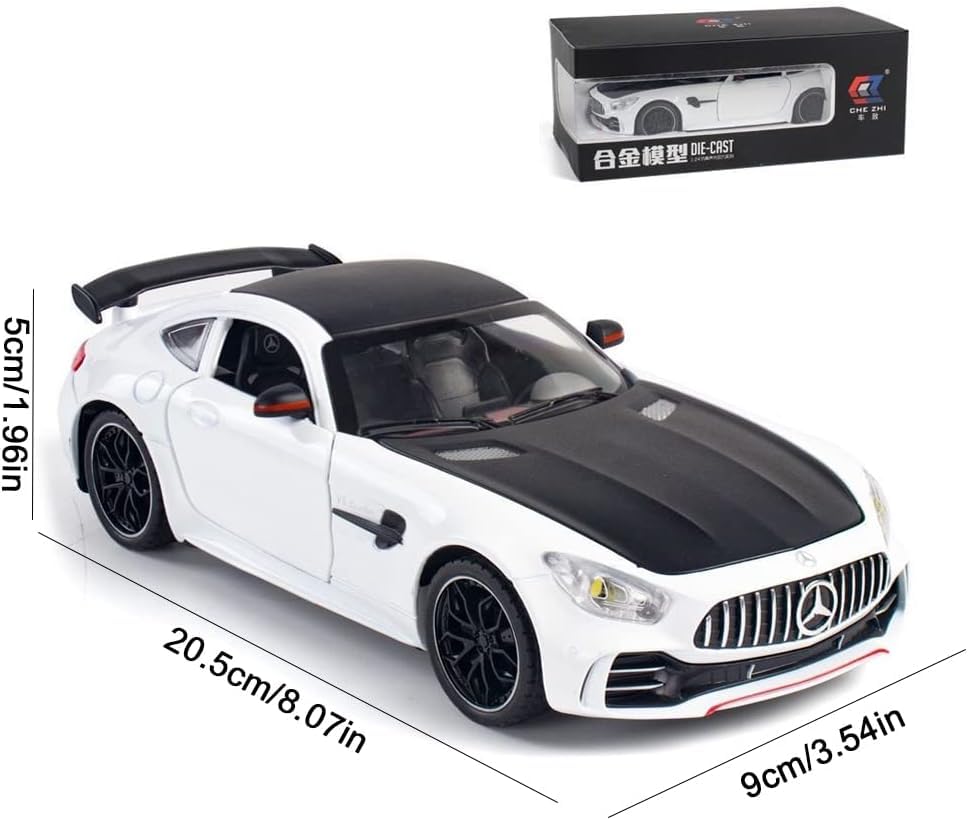 Mercedes Benz AMG GTR 1:24 Die Cast Metal Toy Car With Sound and Light for Kids Boy Girl Gift (Multi Color) [Size : 20Cm*8Cm*7Cm]