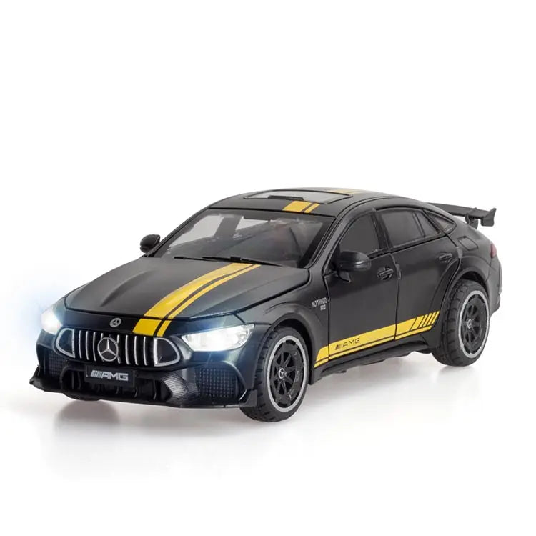 Mercedes Benz AMG GTR 1:24 Die Cast Metal Toy Car With Sound and Light for Kids Boy Girl Gift (Multi Color) [Size : 20Cm*8Cm*7Cm]